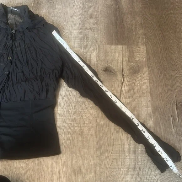 Vintage Blacky dress Berlin sleeved semi-sheer top. Black with Floral Design 8 - Picture 14 of 16